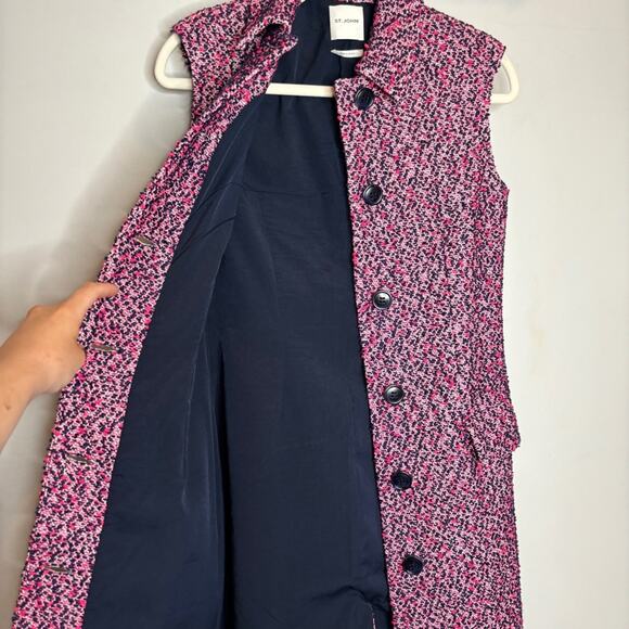 St. John Boucle Tweed Button Down Shirt Dress - Picture 9 of 13